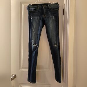 Flying Monkey Dark Blue Distressed Skinny Jeans Size 28x32
